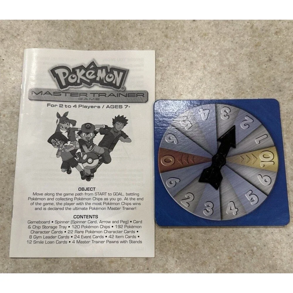 2005 Pokemon Master Trainer Board Game Replacement Instructions & Spinner